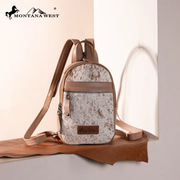 Montana West Genuine Tan Hair-On Cowhide Sling Backpack MWR-066.