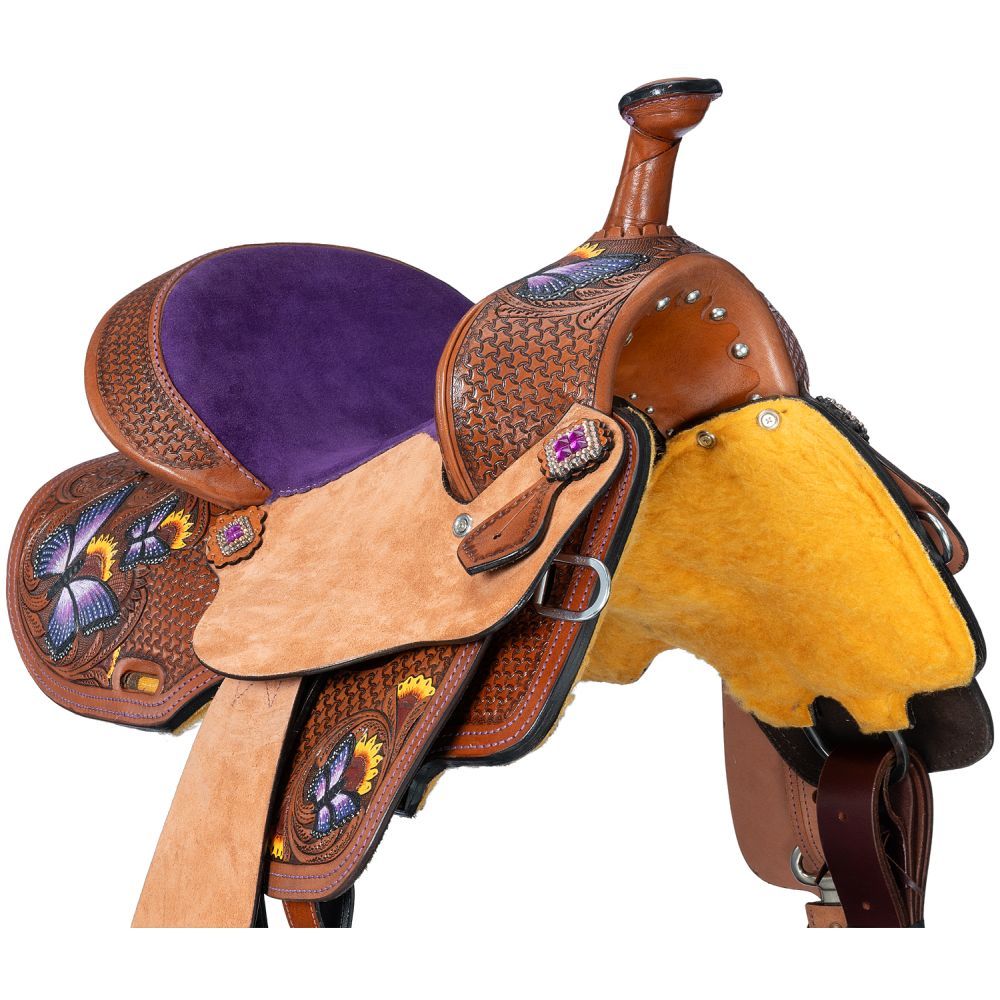 Tough 1 Youth Purple Butterfly 10" Barrel Saddle SR9621-91-10