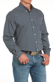 Cinch Men's Navy with Floral Print Button Down Shirt MTW1105939