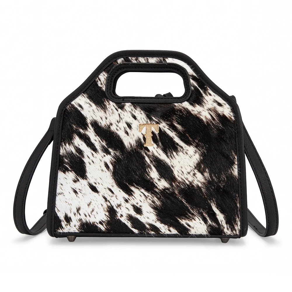 Trinity Ranch Black Genuine Hair-On Cowhide Crossbody Bag TR206-8360BK.