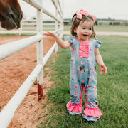 Shea Baby Infant/Toddler Girl's Blue Horse Romper.