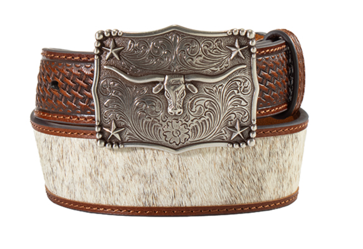3D BOYS BASKET WEAVE CALF HAIR BELT D120005502.