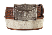 3D BOYS BASKET WEAVE CALF HAIR BELT D120005502.