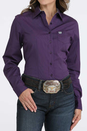 Cinch Women's Purple Striped Long Sleeve Shirt MSW9164256