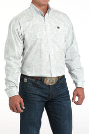 Cinch Men's White Printed Long Sleeve Shirt MTW1105984