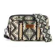 Wrangler Southwestern Pattern Dual Sided Crossbody Purse with Wallet Compartment WG2207-3007BLACK
