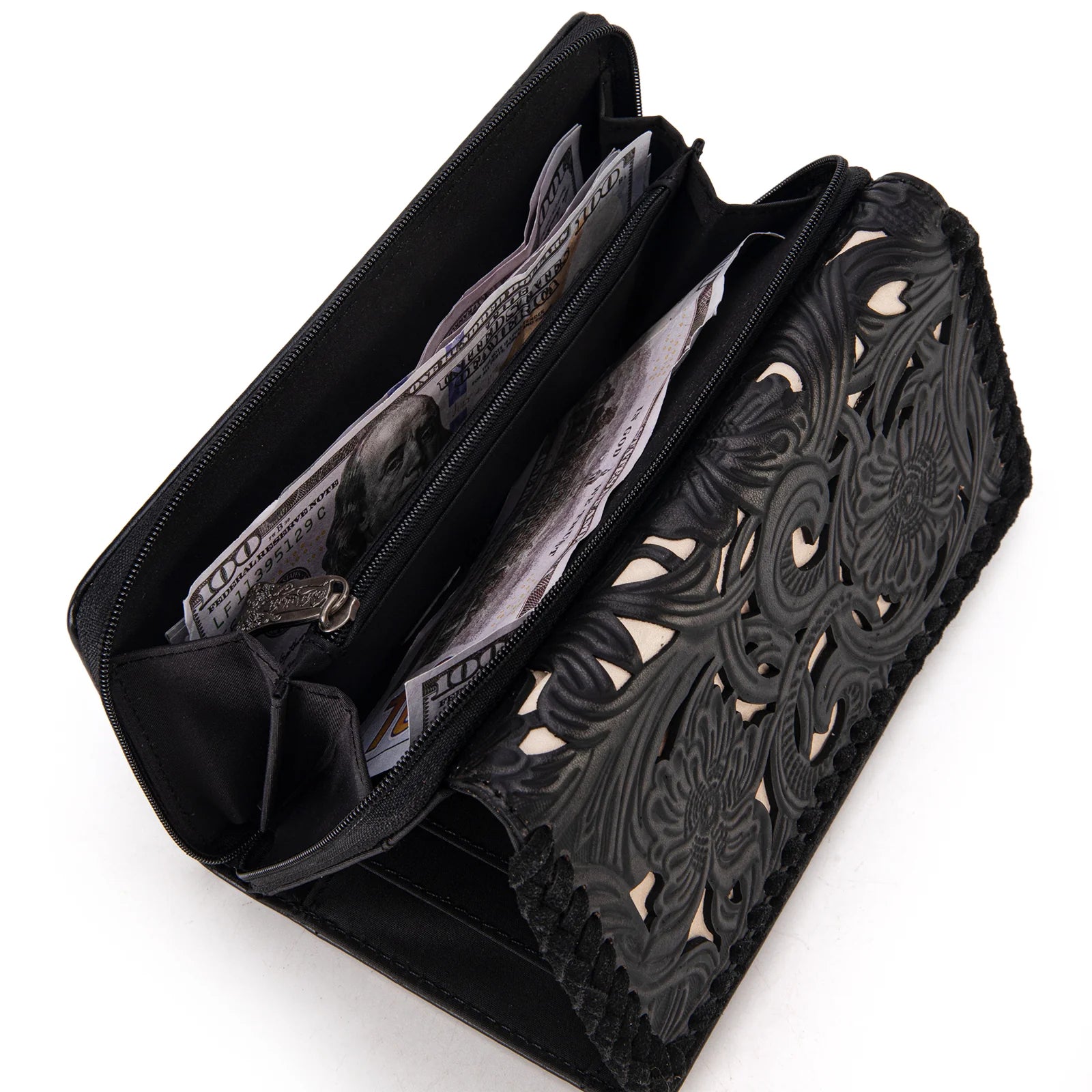 Trinity Ranch Floral Tooled Wallet.
