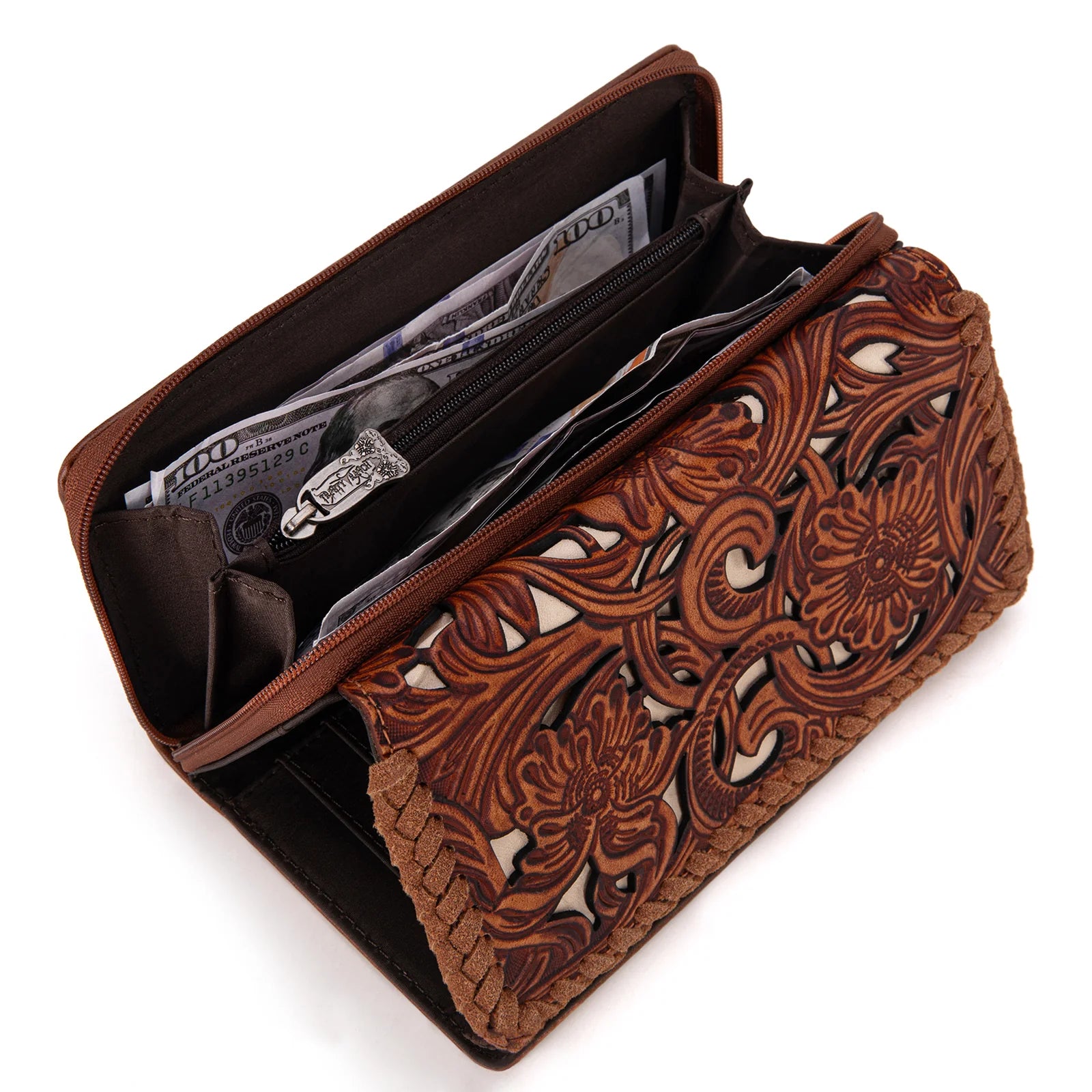 Trinity Ranch Floral Tooled Wallet.