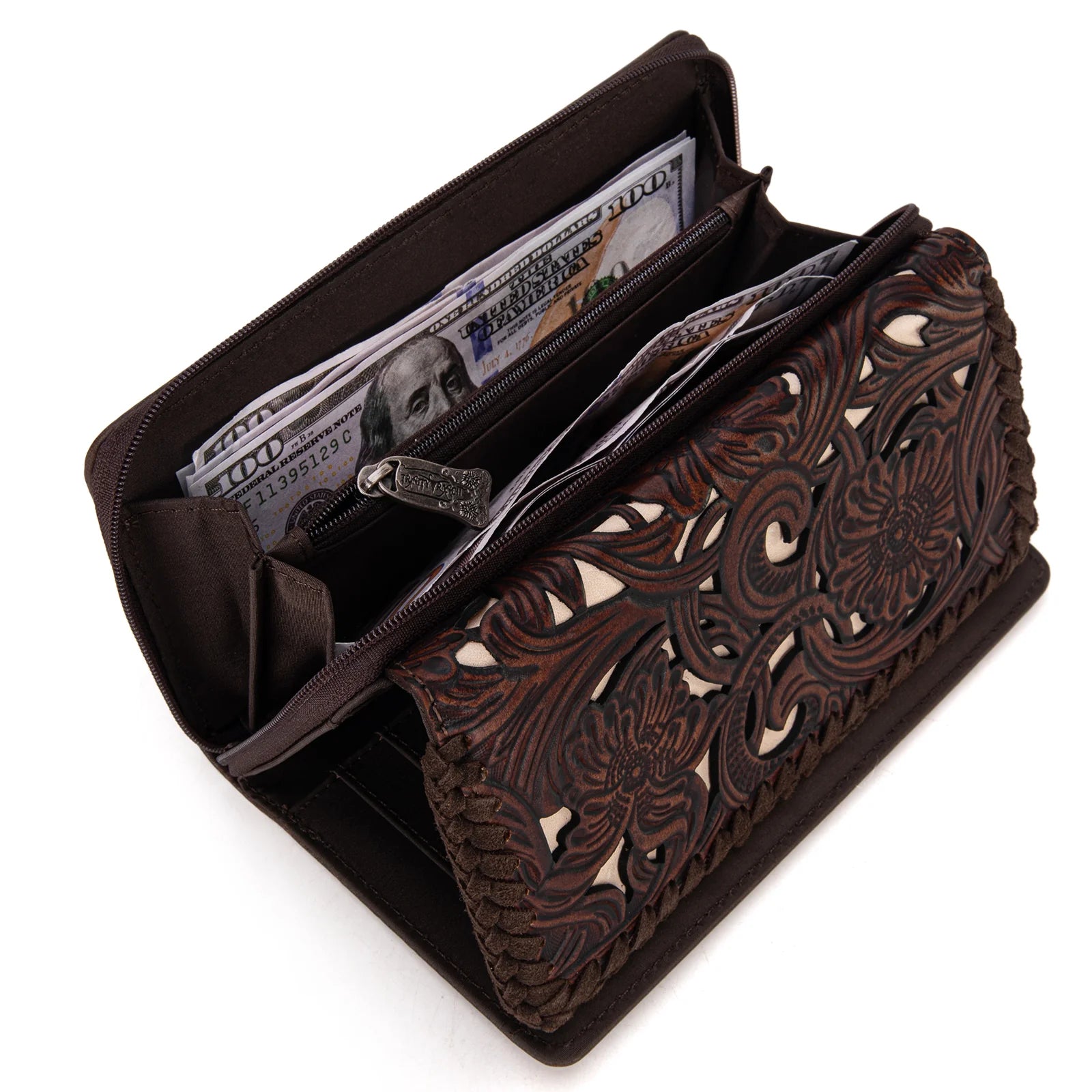 Trinity Ranch Floral Tooled Wallet.