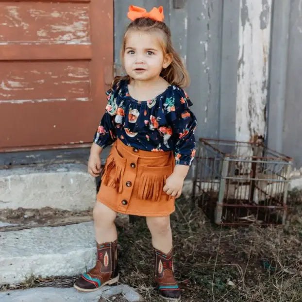 Shea Baby Toddler Girl's Floral Skull Shirt.