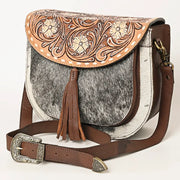 American Darling Hand Tooled Hair-On Cowhide Leather Cross Body Bag ADBGA424