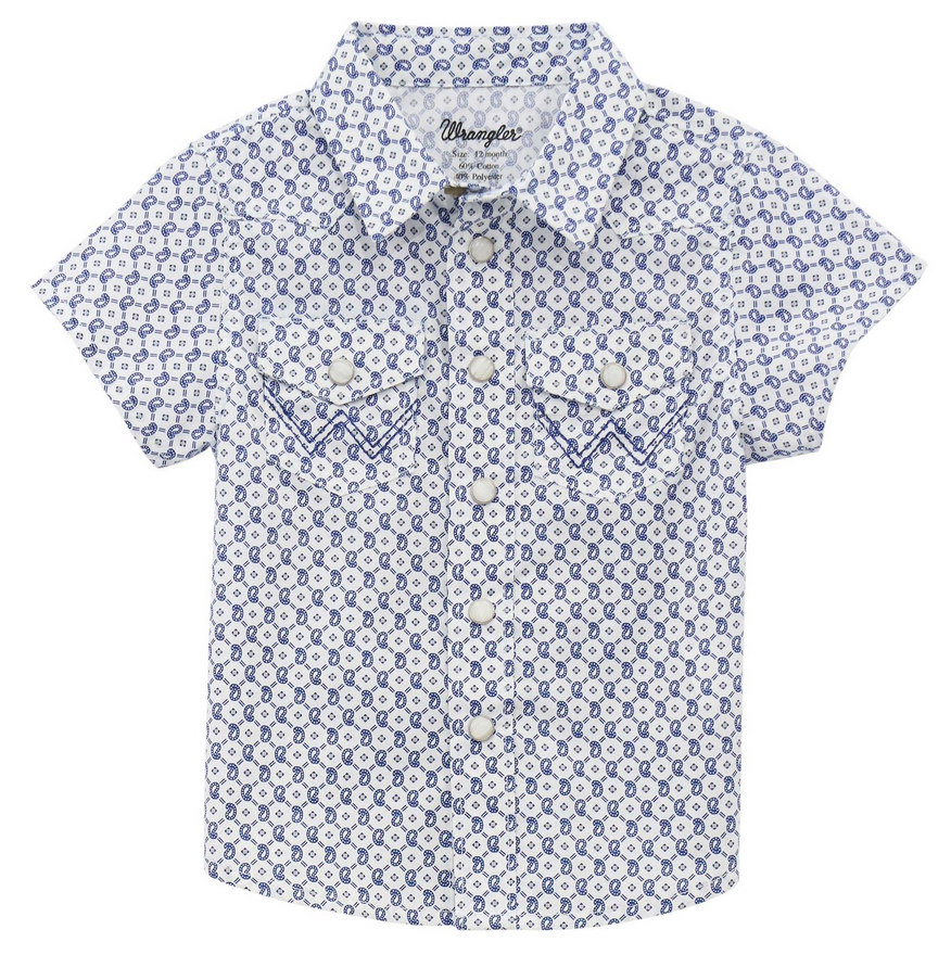 Wrangler Infant/Toddler Boy's Blue Circle Geo Snap Front Shirt 2378879