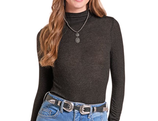 ROCK & ROLL WMNS BLK TURTLENECK BW22T09407.