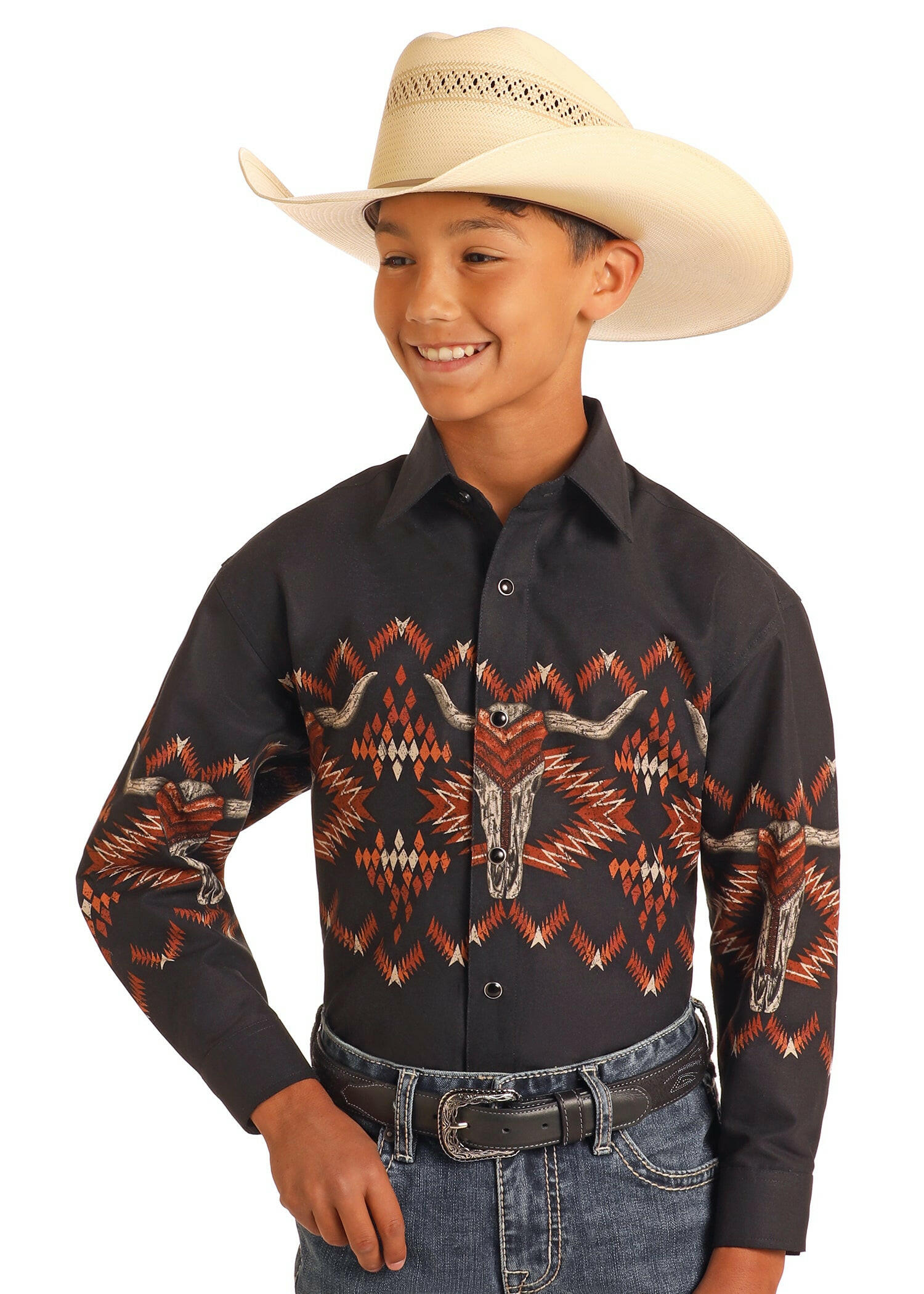PANHANDLE SKULL AZTEC BORDER BLACK SBN2S06048.