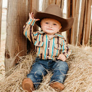 Shea Baby Boy's Tan Striped Long Sleeve RTSNAP04