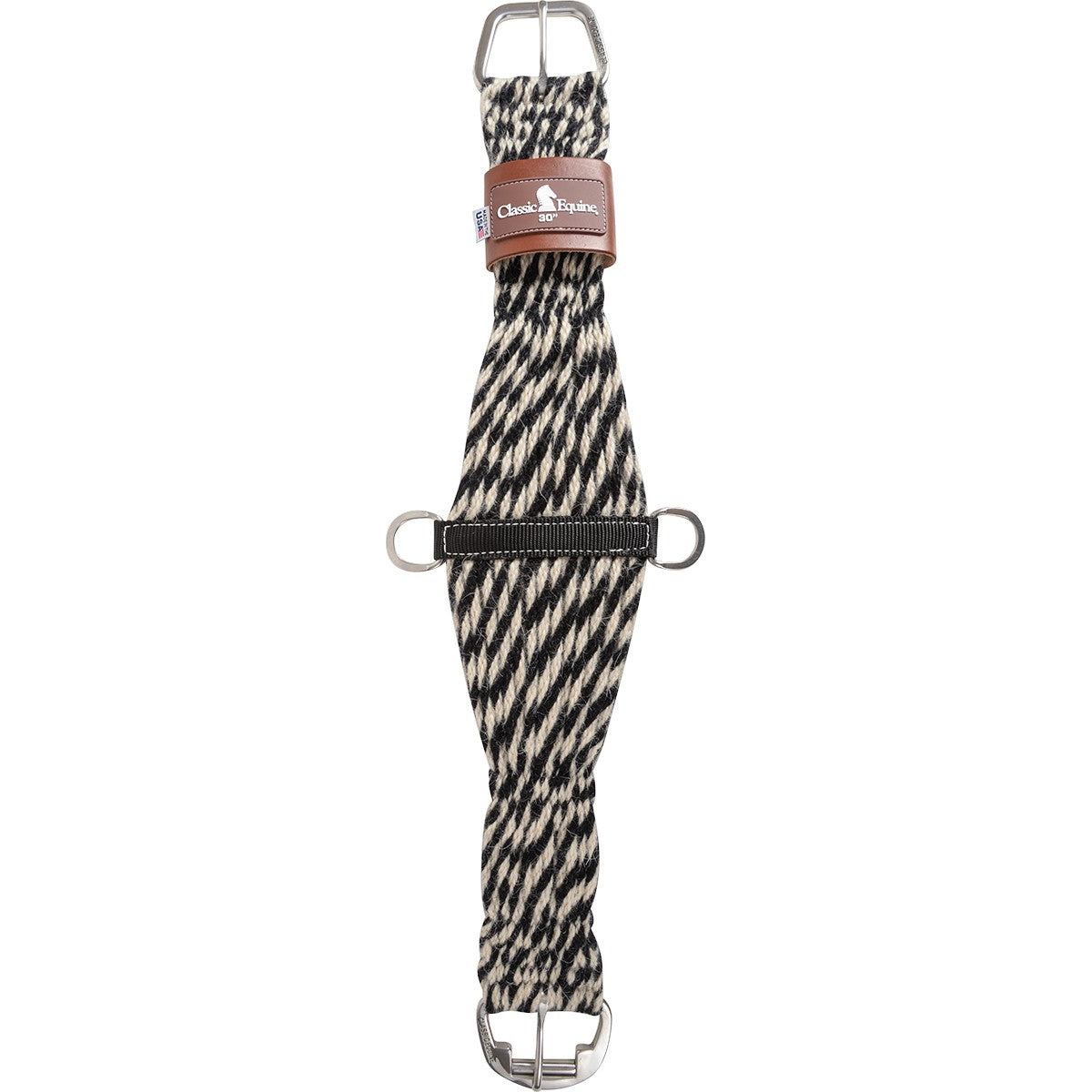 Classic Equine Black and Natural Mohair Cinch CRC100BKNT