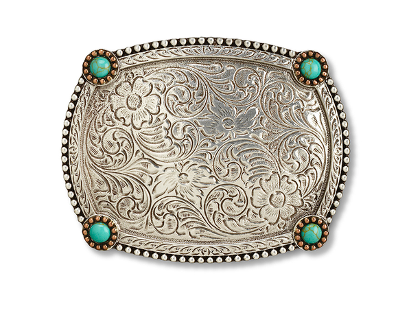 ARIAT RECT TQ BEADED EDGE BUCKLE A37070.