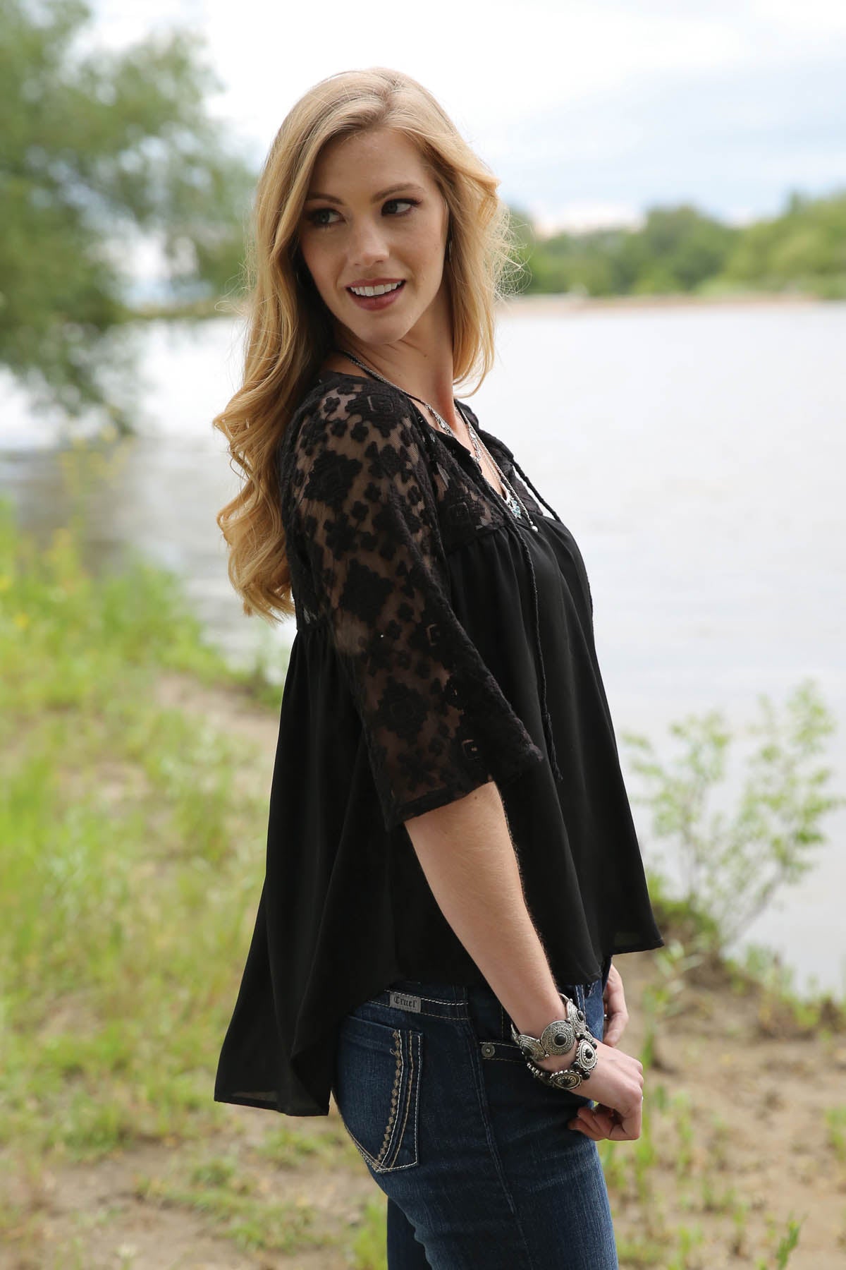 Cruel Girl Women's Lace Chiffon Blouse CTW7088001 C5