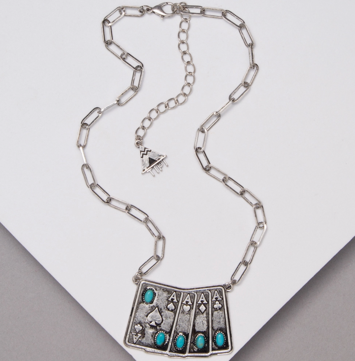 SP Sophia Collection Playing Card Necklace N19259SBTQ.