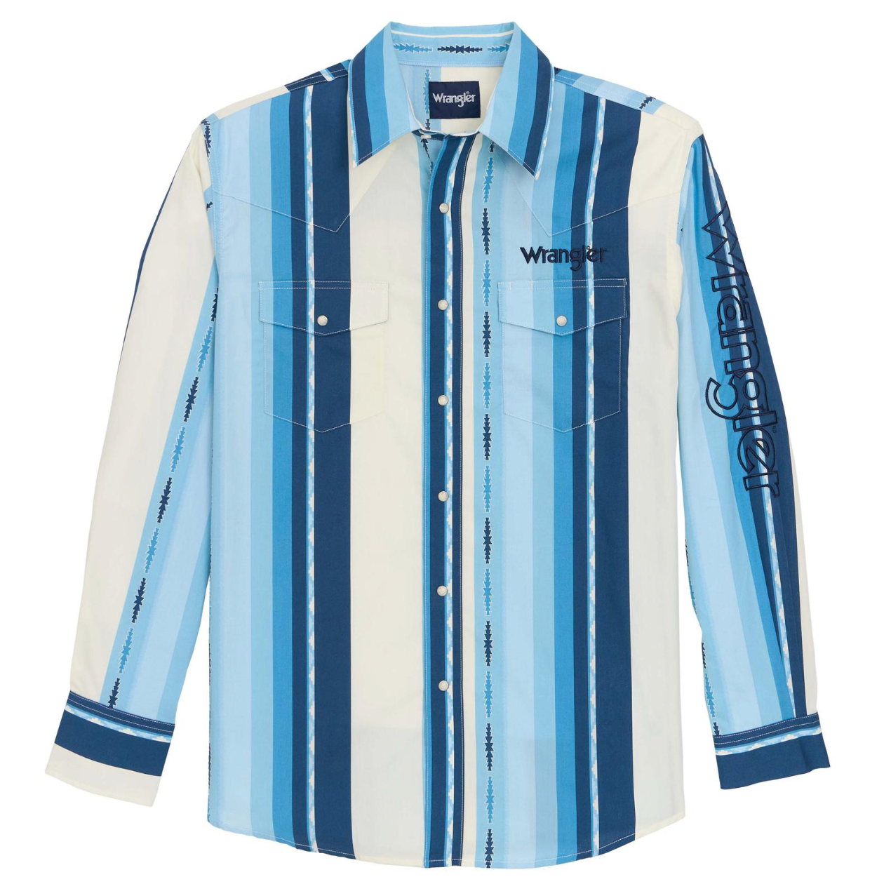 Wrangler Men's Blue Striped Logo Shirt 2379239