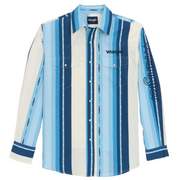 Wrangler Men's Blue Striped Logo Shirt 2379239