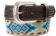 3D Men's Blue Embroidered Western Belt D100019727