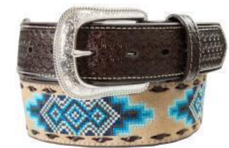 3D Men's Blue Embroidered Western Belt D100019727