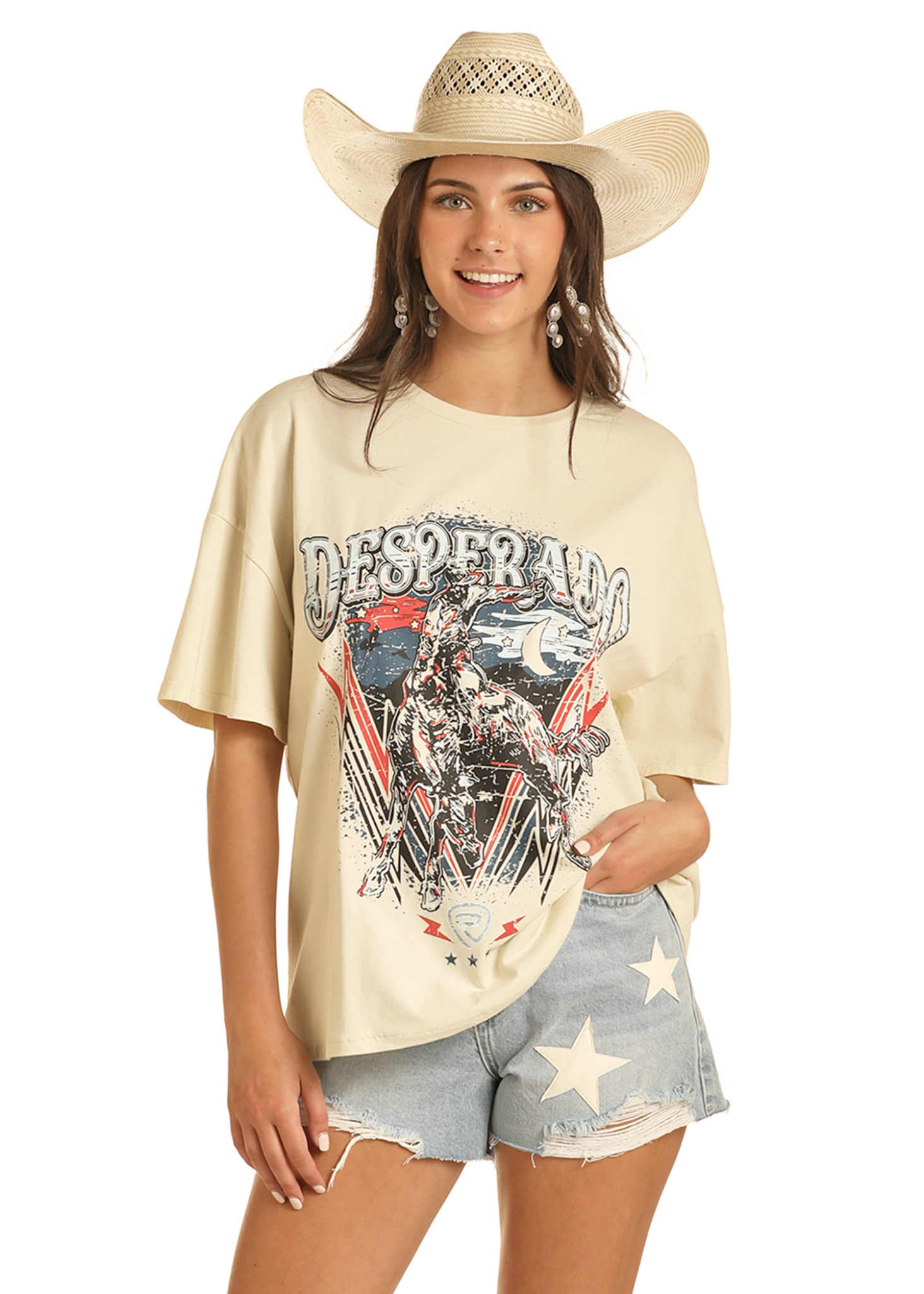 Rock & Roll Cowgirl Women's Oversized Graphic Tee.