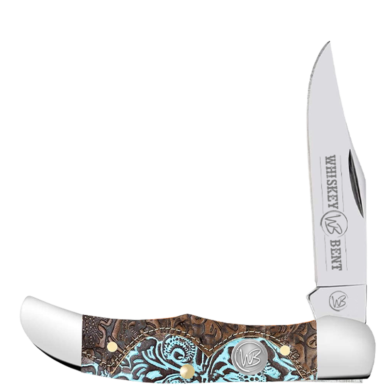 Whiskey Bent Tooled Country Mini Hunter Knife WB14-38