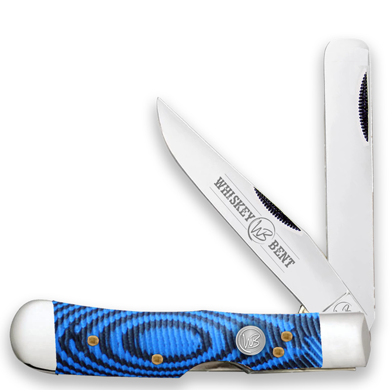 Whiskey Bent Blue Burst Trapper Bullcutter Knife WB45-27