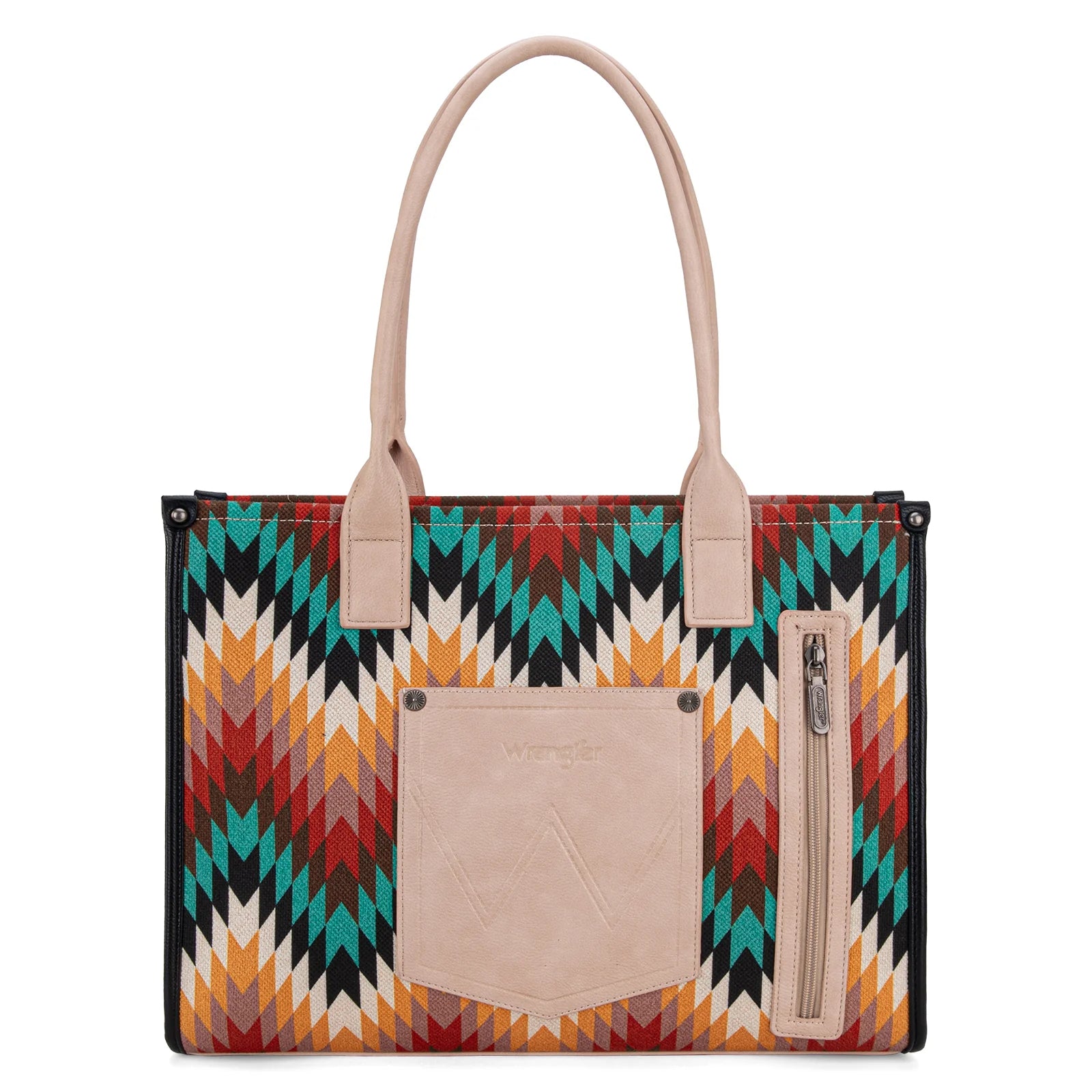 Wrangler Southwestern Pattern Dual Sided Print Concealed Carry Wide Tote.