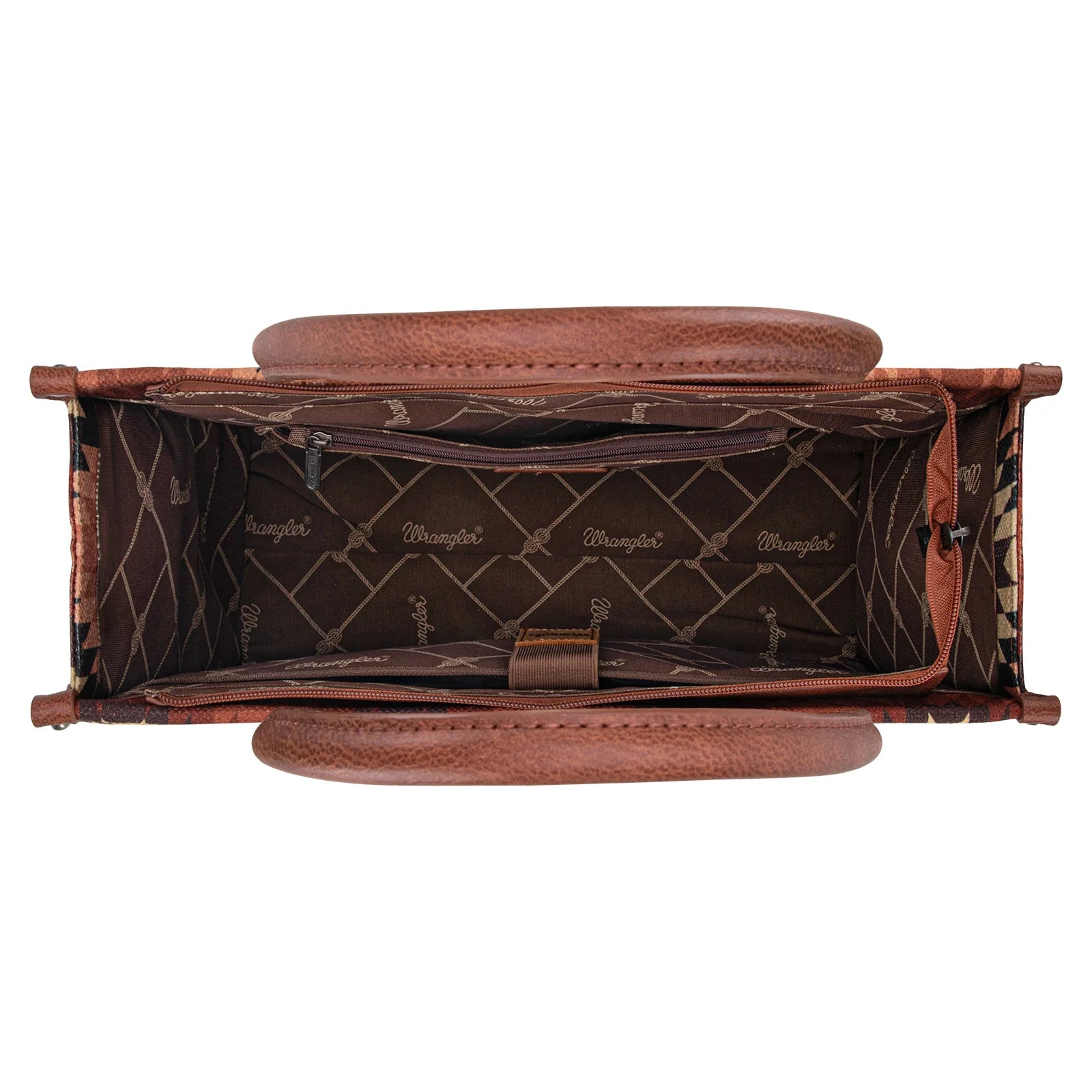 Wrangler Southwestern Pattern Dual Sided Print Concealed Carry Wide Tote.