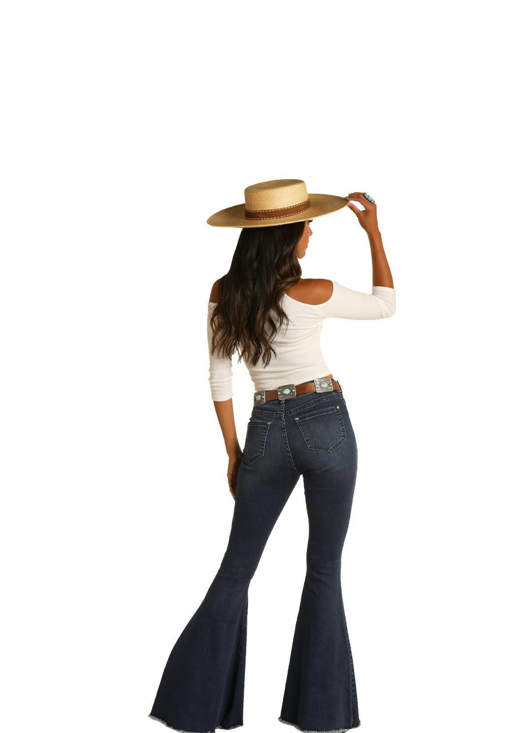 Panhandle Frayed Bell Bottom Jeans.