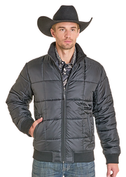 Rock & Roll Men's Black Puffer Bomber Jacket BM92C06747