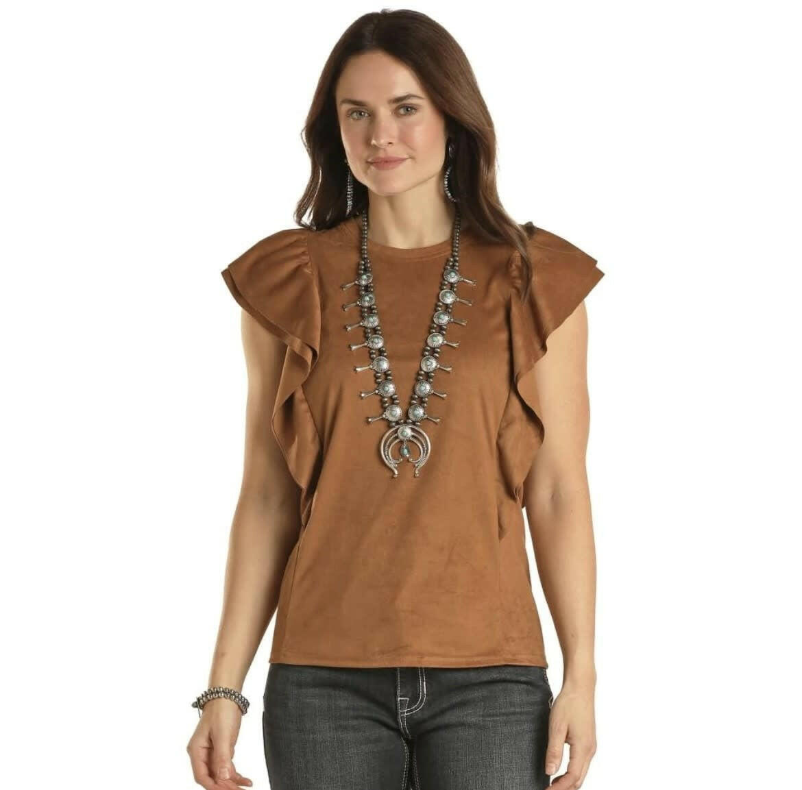 Panhandle Women's Microsuede Flutter Top.
