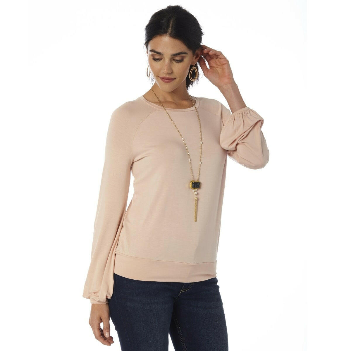 Women's Pale Pink Flowy Sweatshirt.