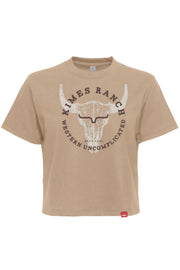 Kimes Ranch Women's Tan Bison Skull Tee