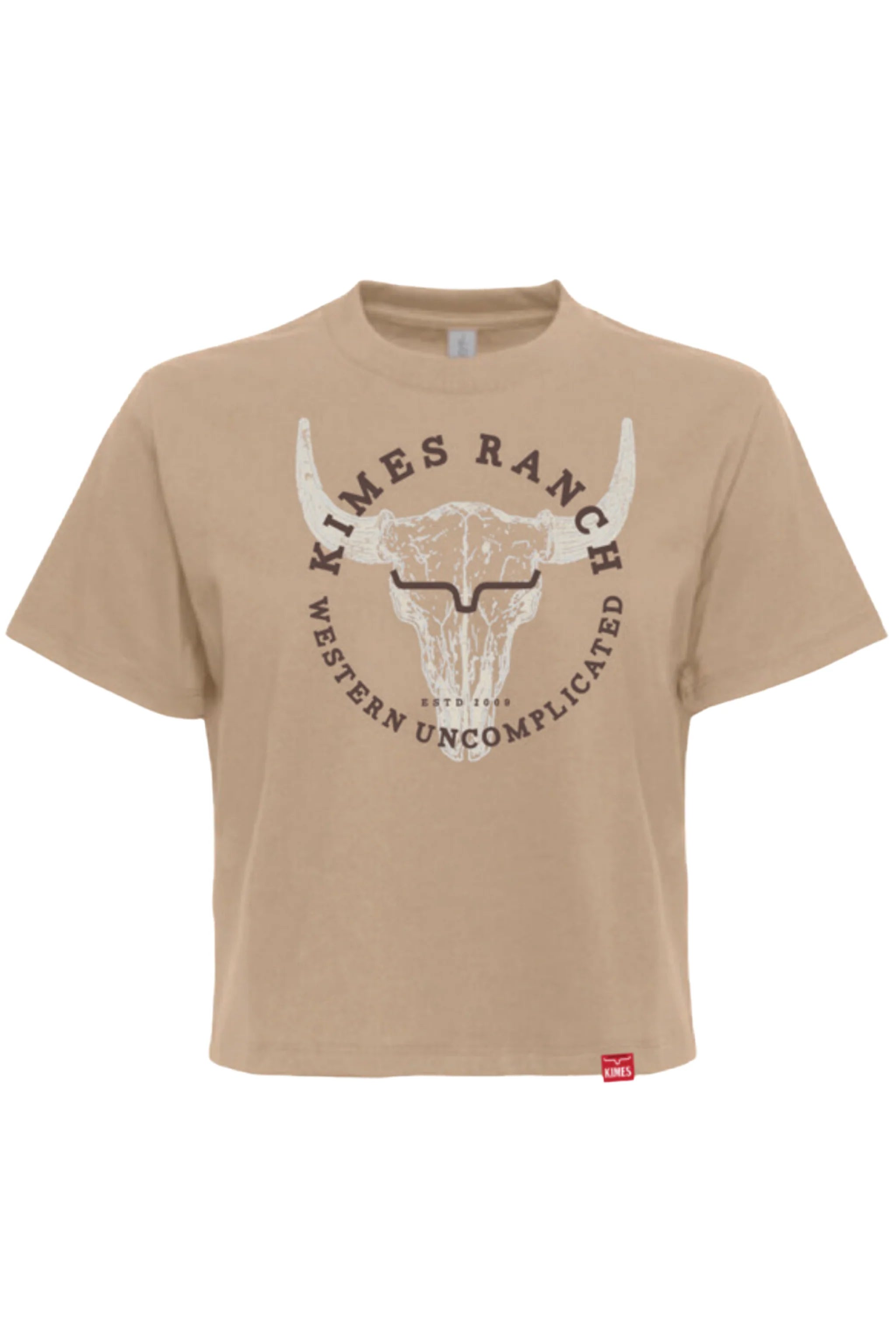 Kimes Ranch Women's Tan Bison Skull Tee