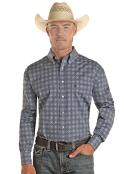 Rock & Roll Cowboy Men's Medallion Pattern Button Down Shirt.