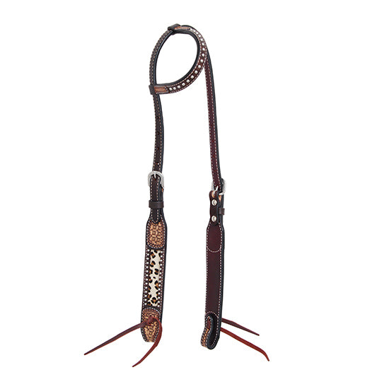 Rafter T Single Ear Leopard Hair On Headstall SE4109 c4