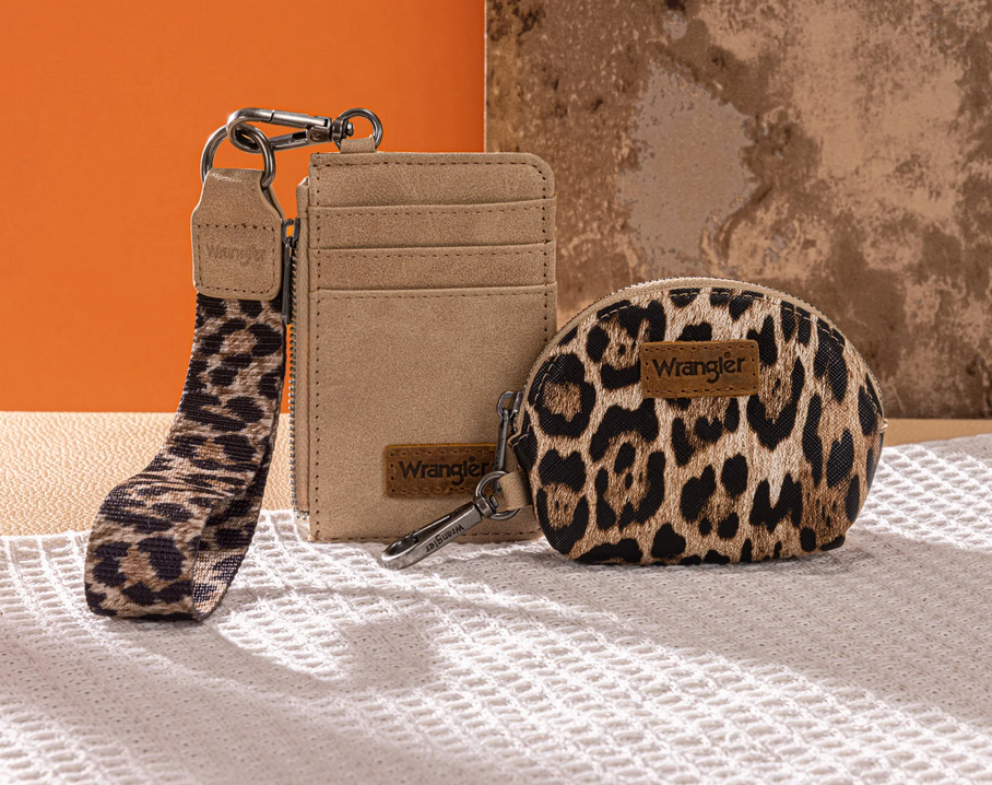 Wrangler Leopard Print Dual Pouch Wristlet WG296-W0051TN