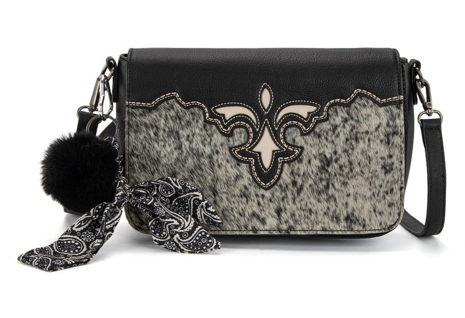 Trinity Ranch Black Cowhide Crossbody TR202-8320BK