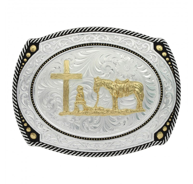 Montana Silversmith Beaded Oval Cowboy Prayer Buckle 31210-731