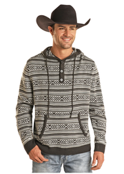 Rock & Roll Men's Grey Knit Hoodie BM94T02085 C4