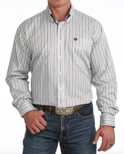 Cinch Mens Stripe LS Wht/Gry MTW1106163.