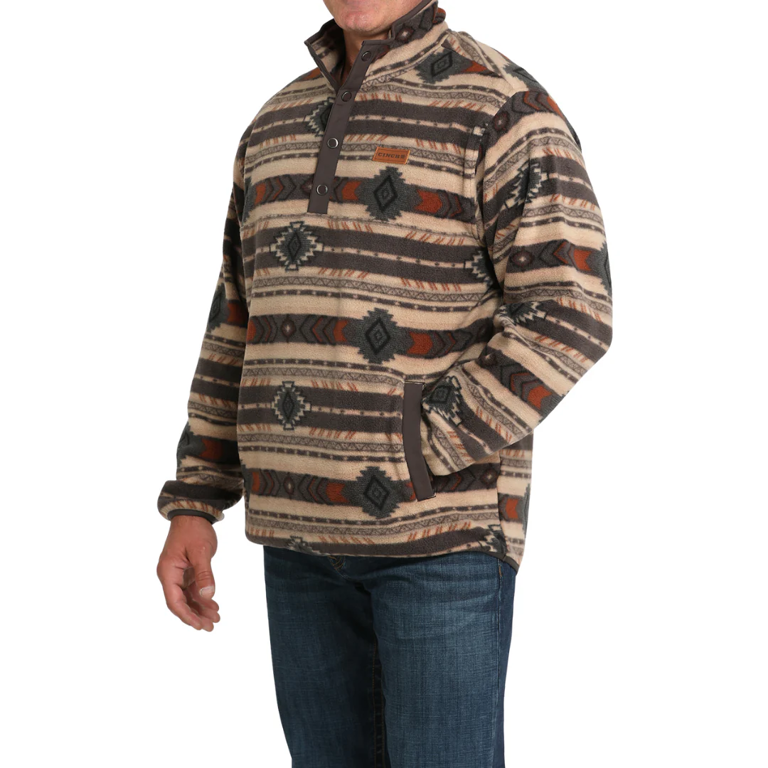 Cinch Men's Brown Striped Polar Fleece MWK1514027