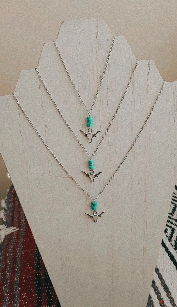 Peachy Cactus Turquoise Ride A Bull Necklace